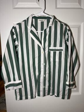Sleepy Jones Green and White 3/4 Sleeve PJ Top Size XXS